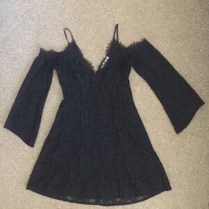 Lace off shoulder mini dress